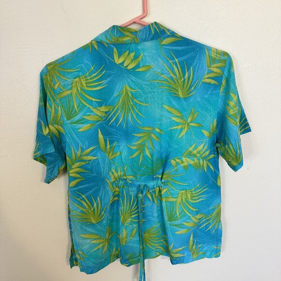 Democracy Womens Top Tropical Print Button Up Shirt USA Medium Hawaiian - Picture 4 of 7